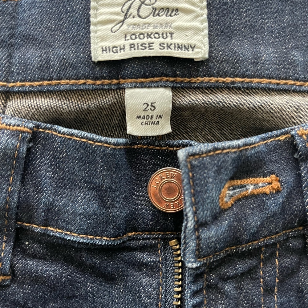 crew high rise skinny dark jean size 25